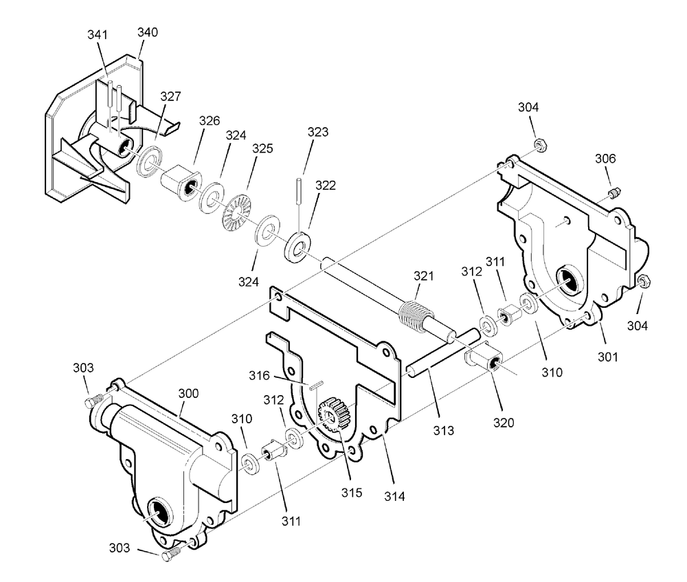 Gear Case Diagram and Parts List for 1695425-6240900X196A 2007 Briggs and Stratton Snow Blower